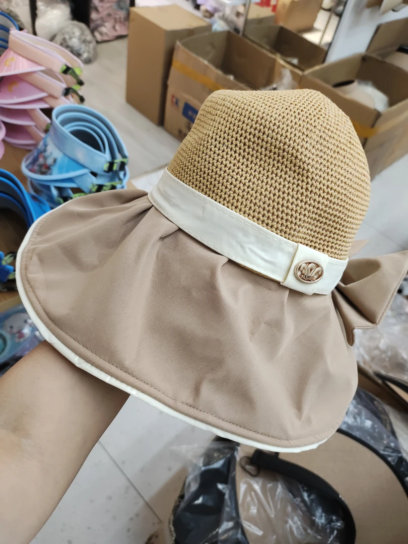 夏季女款黑胶遮阳防晒渔夫帽