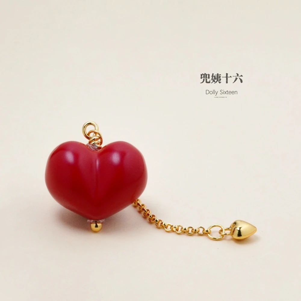 含辰砂工艺品定制版红桃心朱砂屁桃挂件（多样性发一）