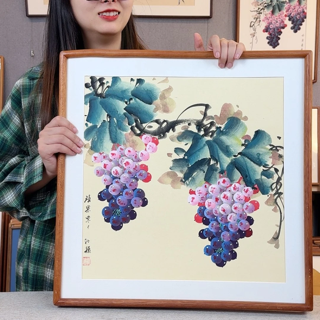 书法纯手绘，纯手写带框尺寸：53×53厘米