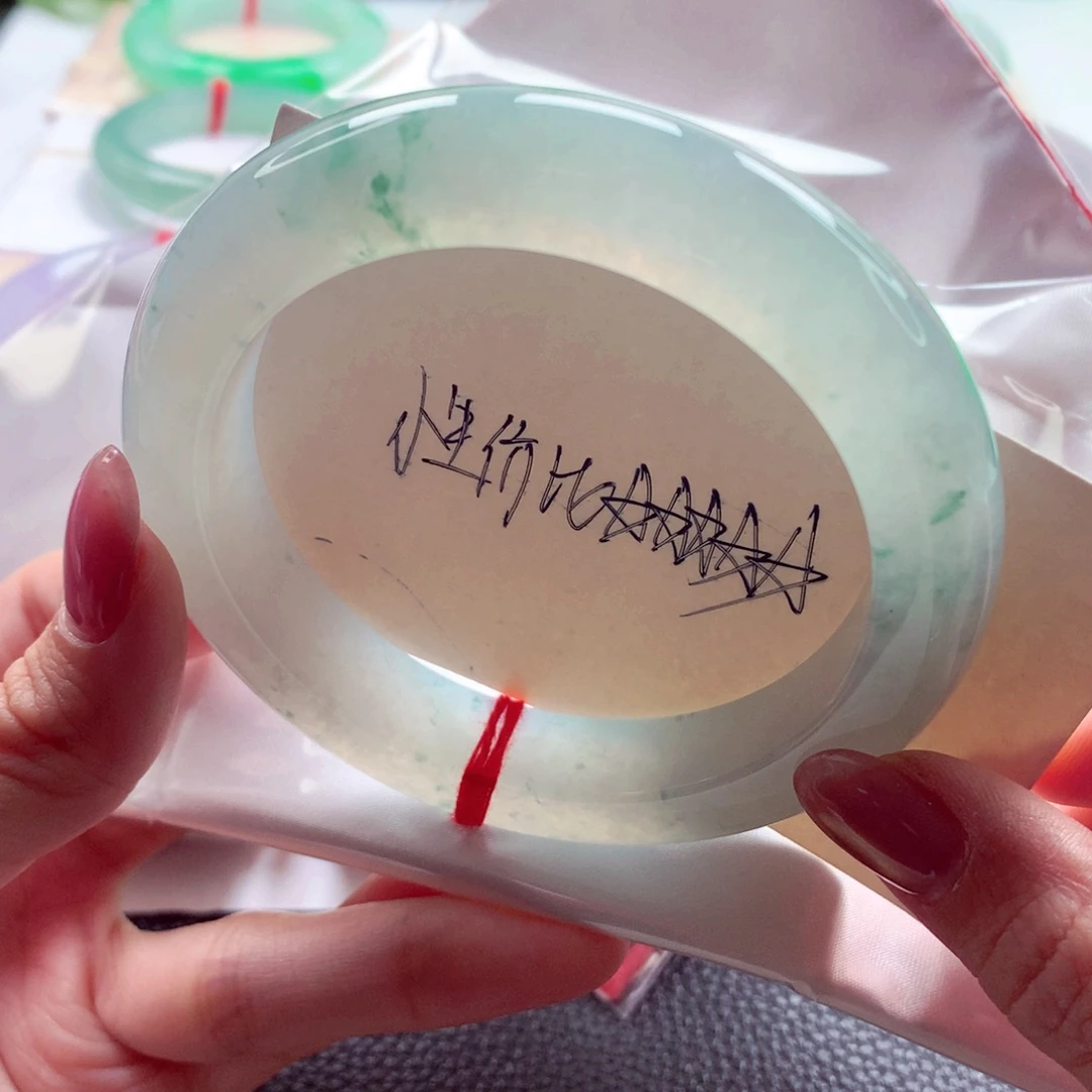 翡翠未镶嵌手镯60.3 起光起胶冰飘绿花 灵