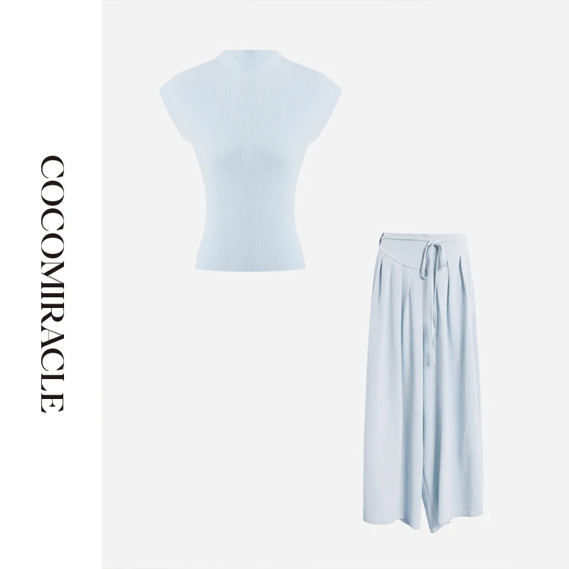 【董小姐】新款针织上衣+垂感长裤套装 W53TZ878