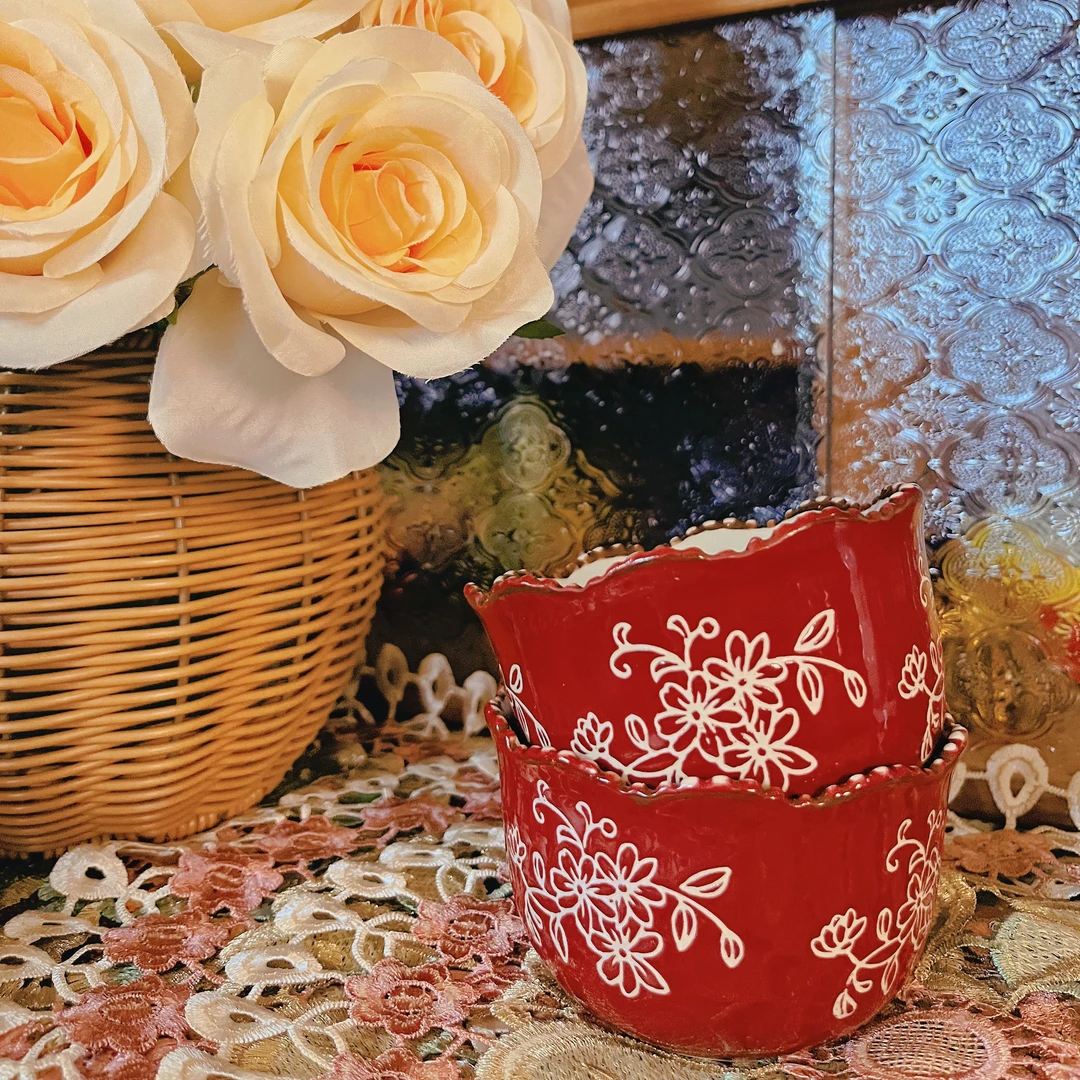 隔离花藤（三花）4英寸花型碗2个装精致好看耐用