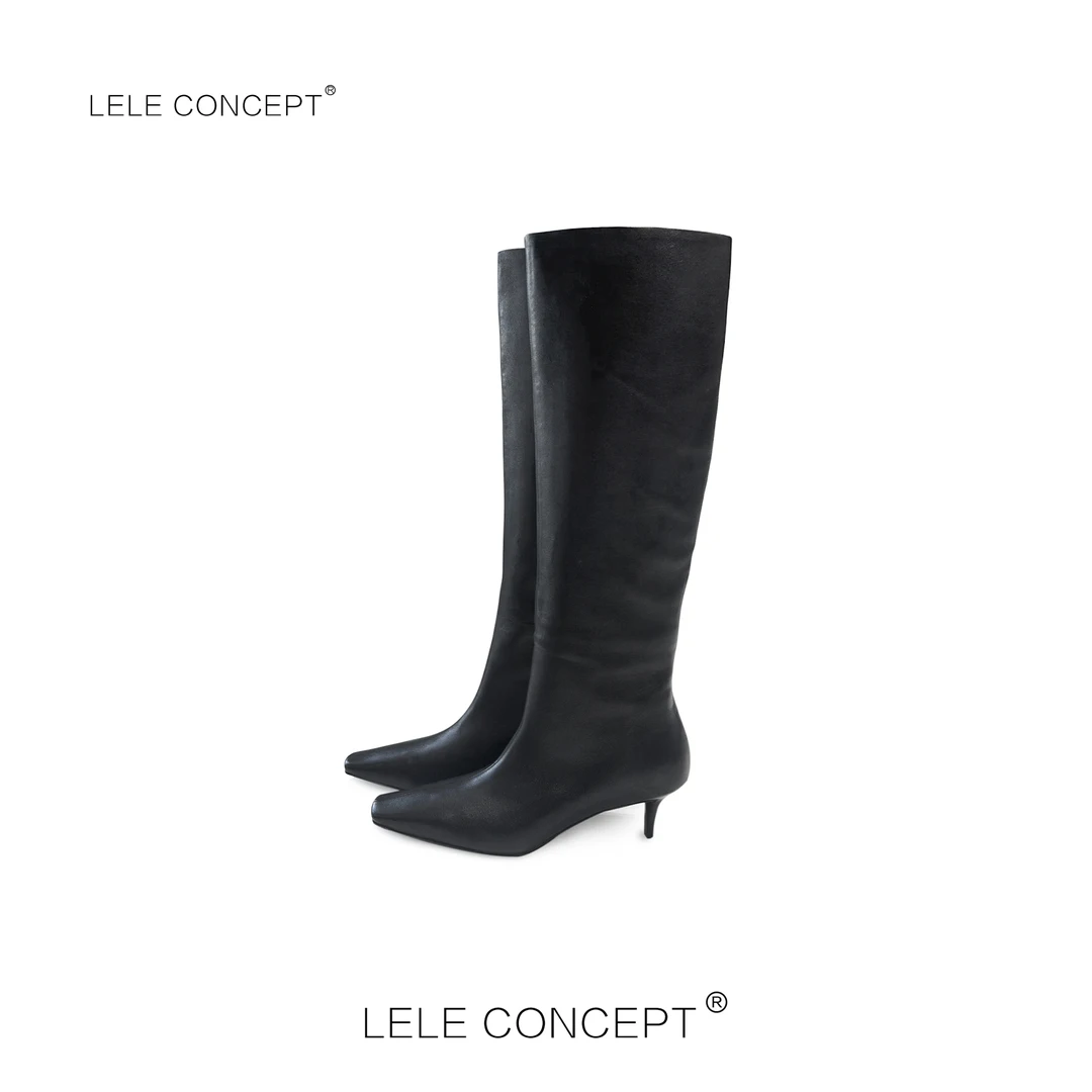 LELE CONCEPT丨「颖」都市气质时装设计款扁嘴长筒靴X0150