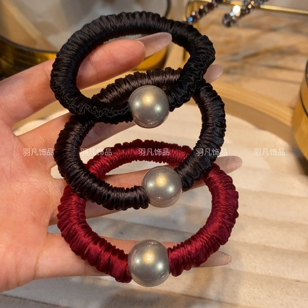 羽凡原创设计甜美风女朋克风发圈高弹气质轻奢黑红咖3条装发绳