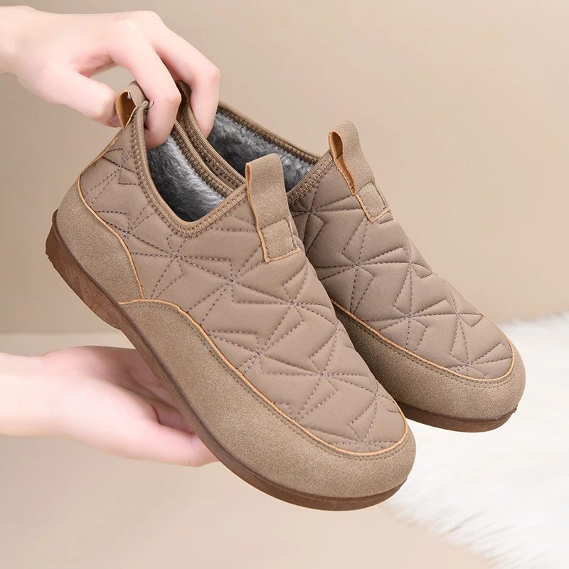 冬季老北京棉鞋女加绒保暖妈妈鞋中老年一脚蹬软底防滑舒适棉鞋