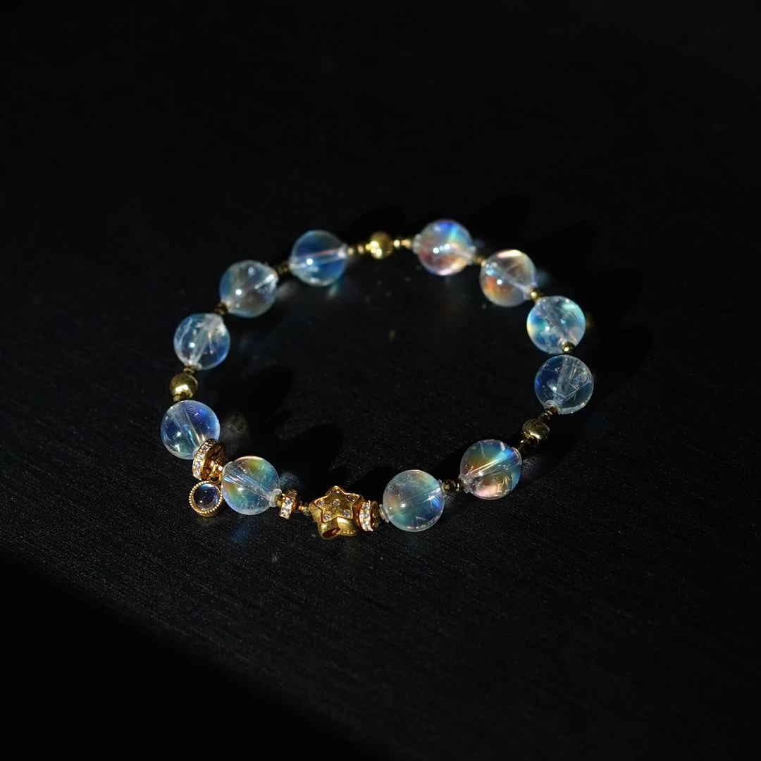 【灵夕】月光石*手串*18k金镶嵌