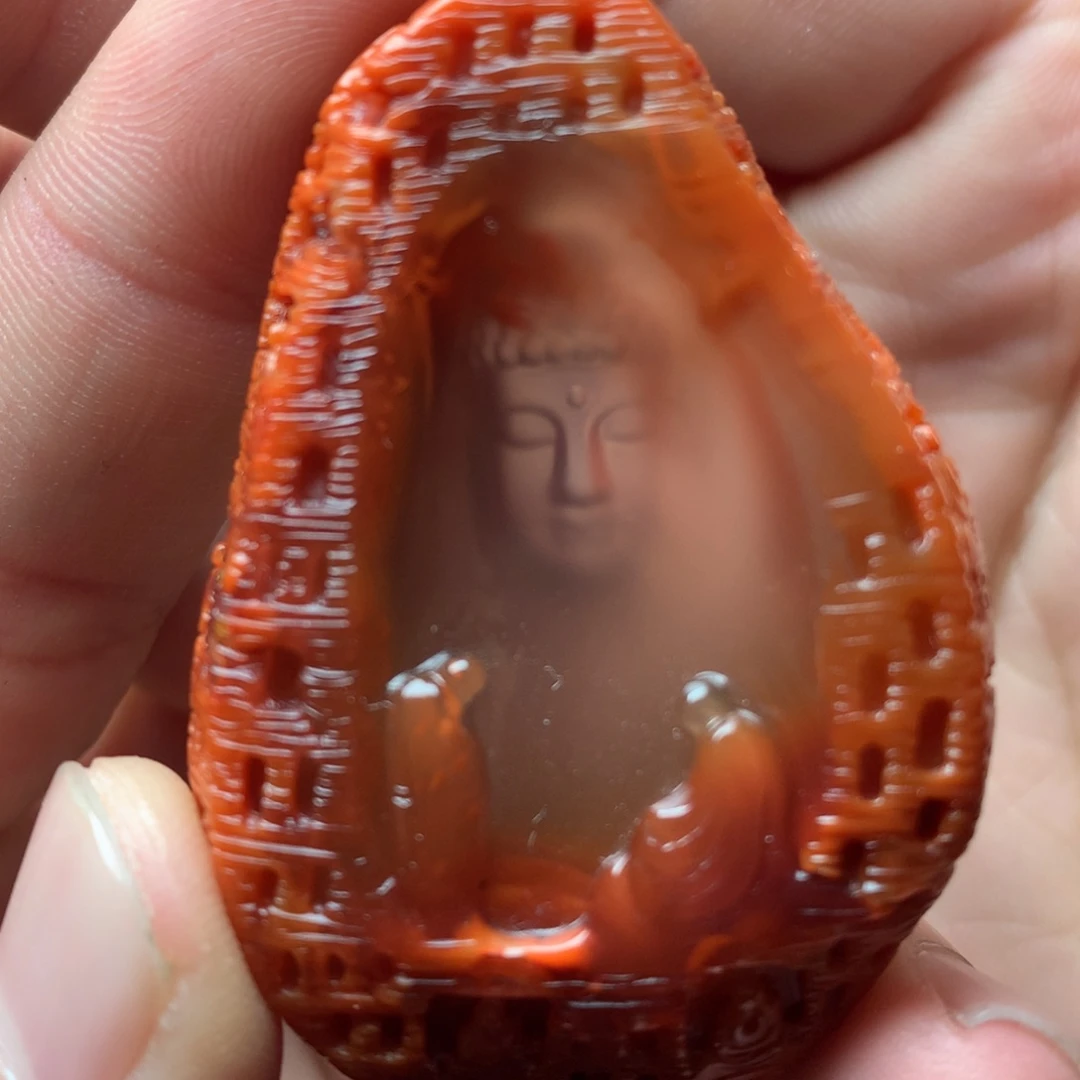 南红玛瑙未镶嵌1意境佛窟牌