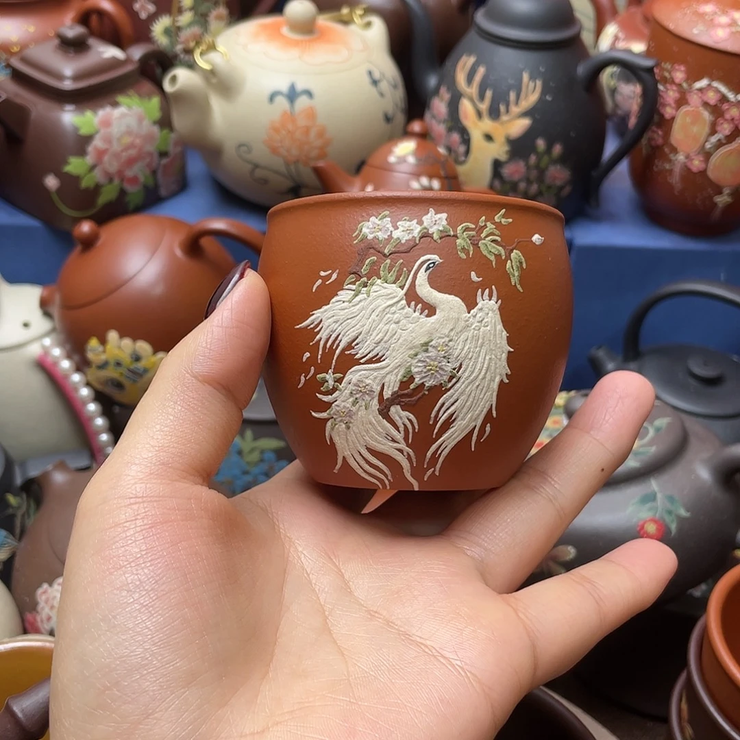 红泥茶杯紫砂主人杯150cc