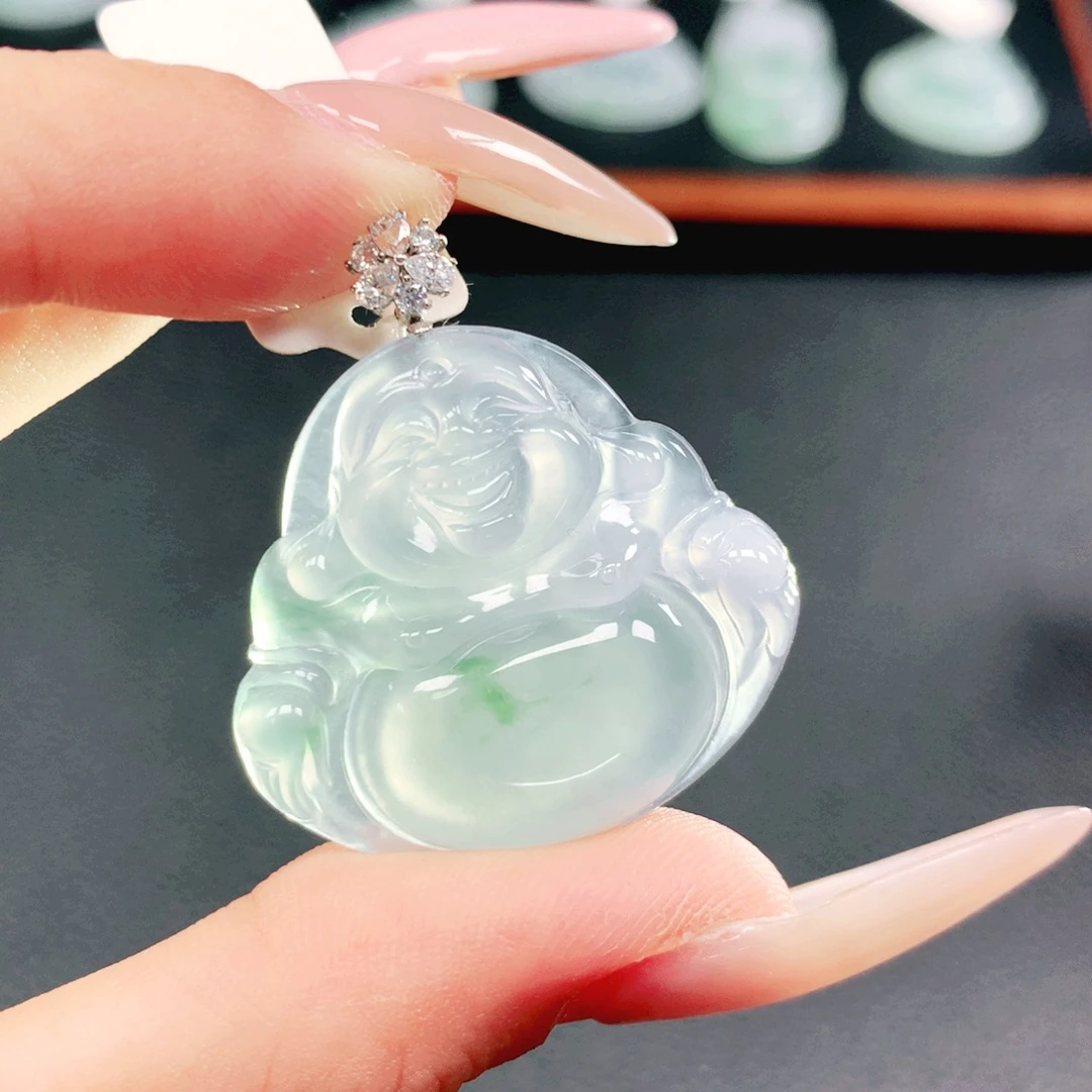 翡翠18K金镶嵌吊坠(不含链)