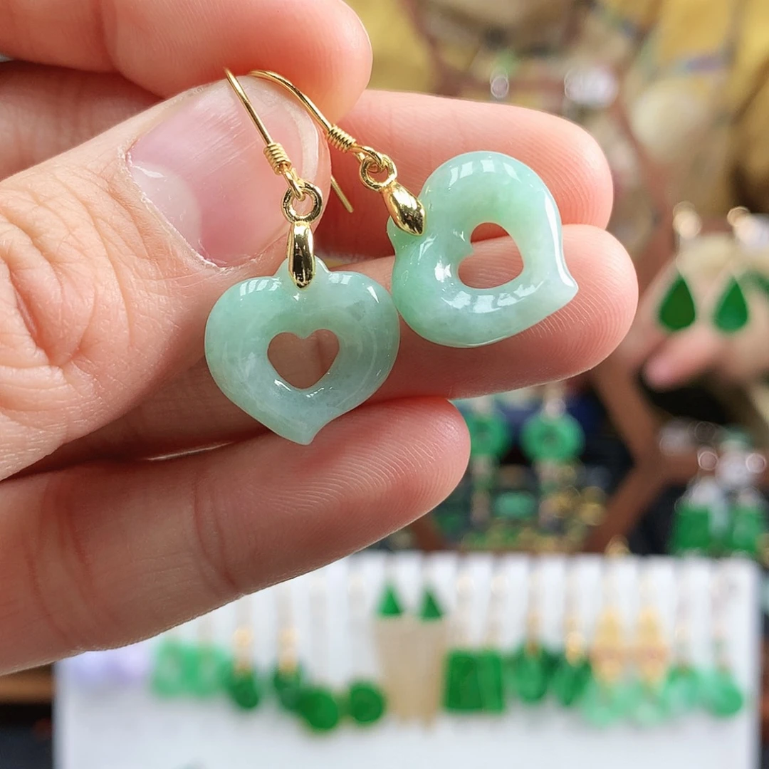 翡翠耳饰银S925镶嵌耳饰