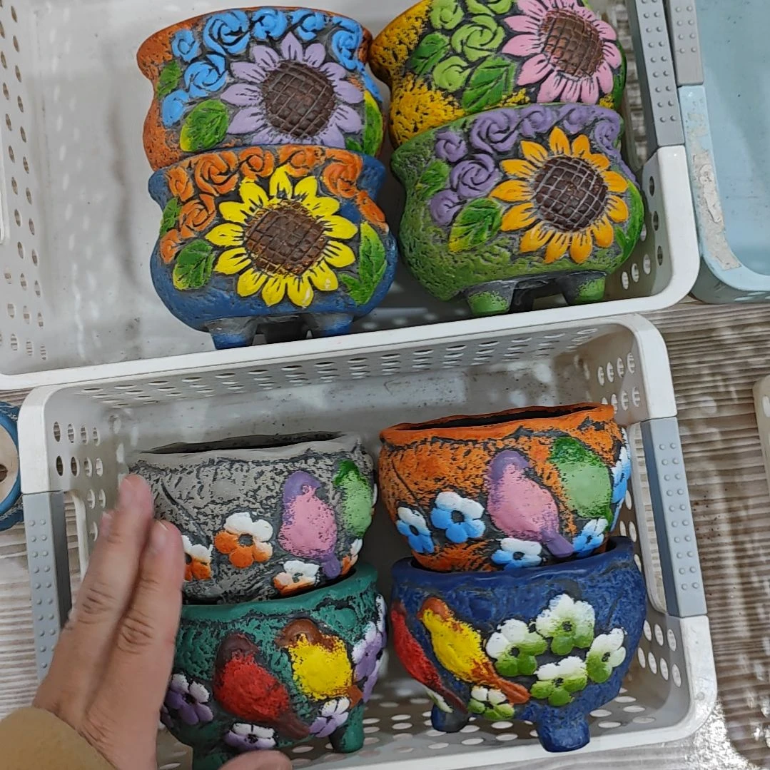 红陶吸水透气的白陶花盆凑满12发货