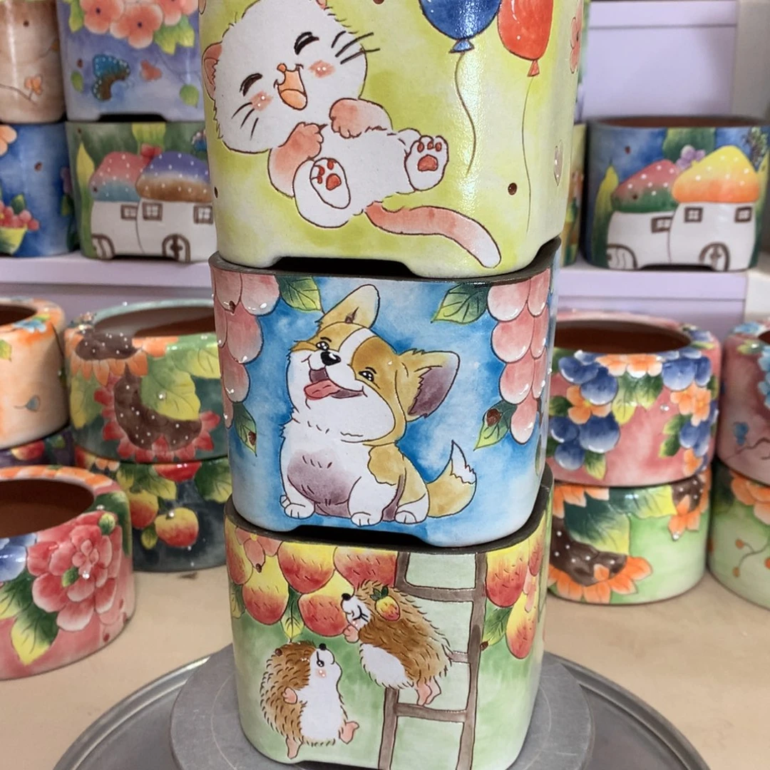 福利花盆，手绘花盆