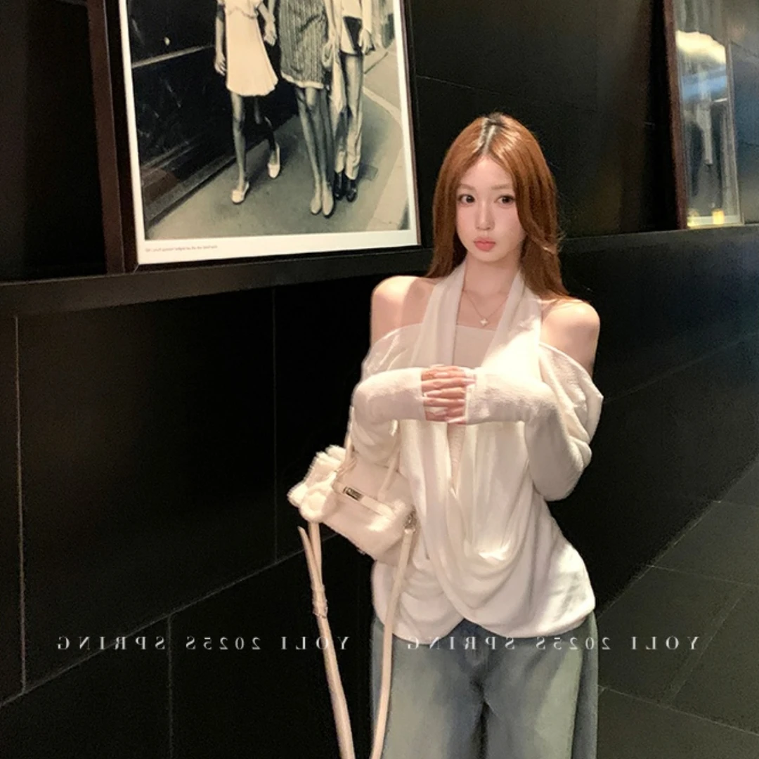 YOLI 张宥利"法式松弛"法式长袖t恤女秋季纯欲风宽松显瘦百搭上衣