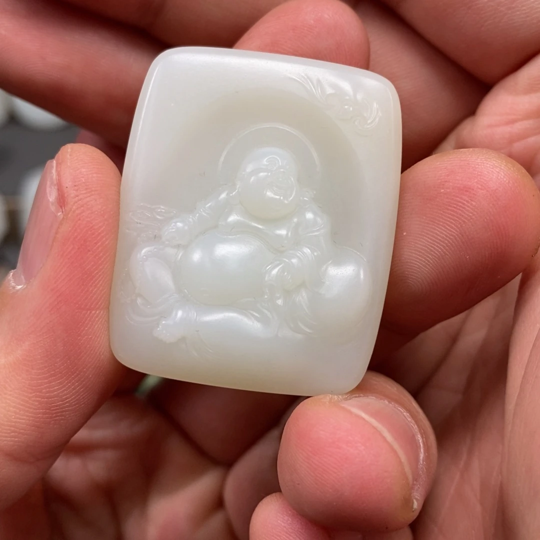 和田玉颈饰未镶嵌晓***处和田玉白玉佛公吊坠