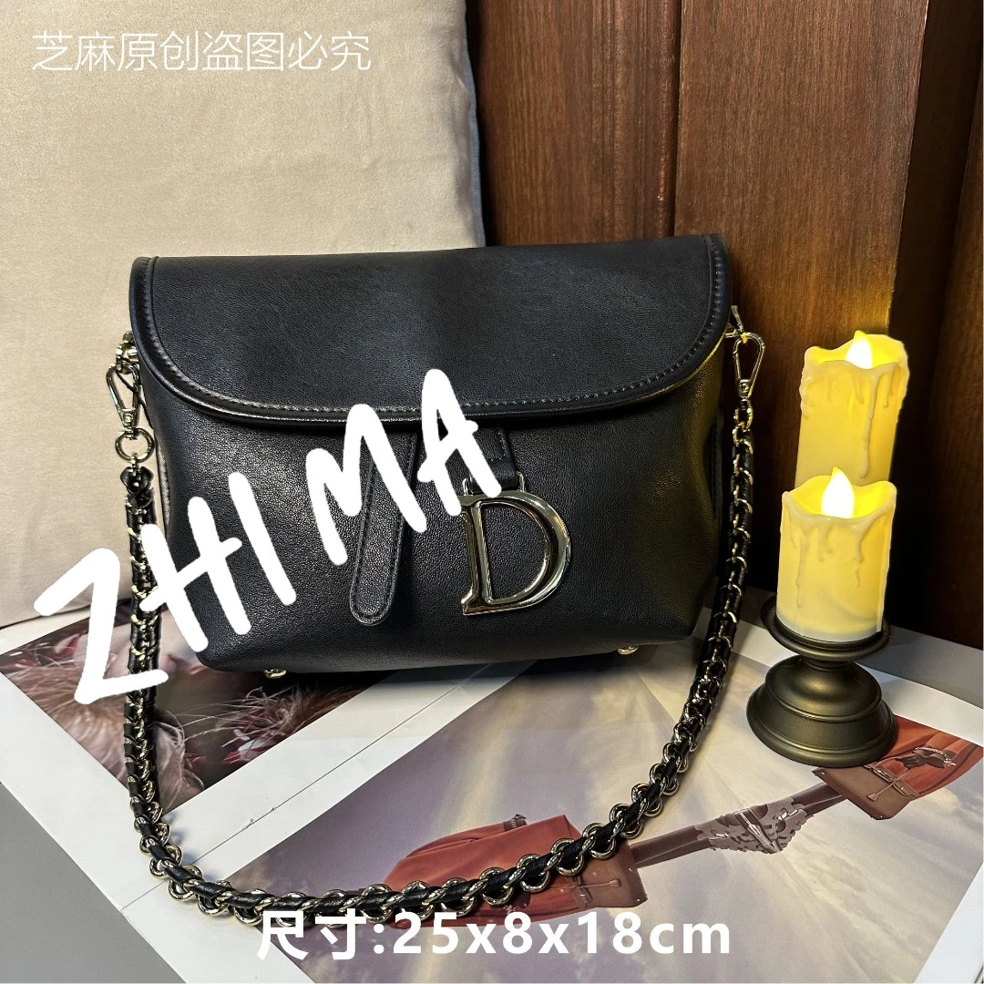 【芝麻集】【中古马鞍包】QYX-98005-1-黑色时尚百搭腋下女包