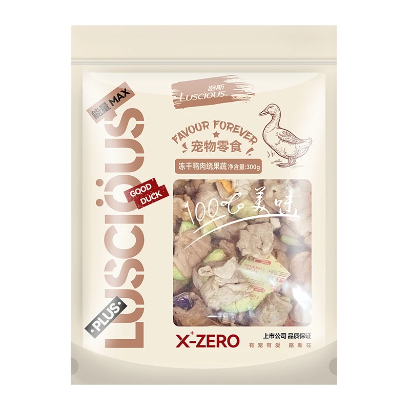 路斯 冻干鸭肉绕果蔬 混合装300g