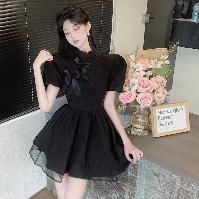 夏季泡泡袖改良版少女旗袍裙2025新中式复古连衣裙生日裙子短裙