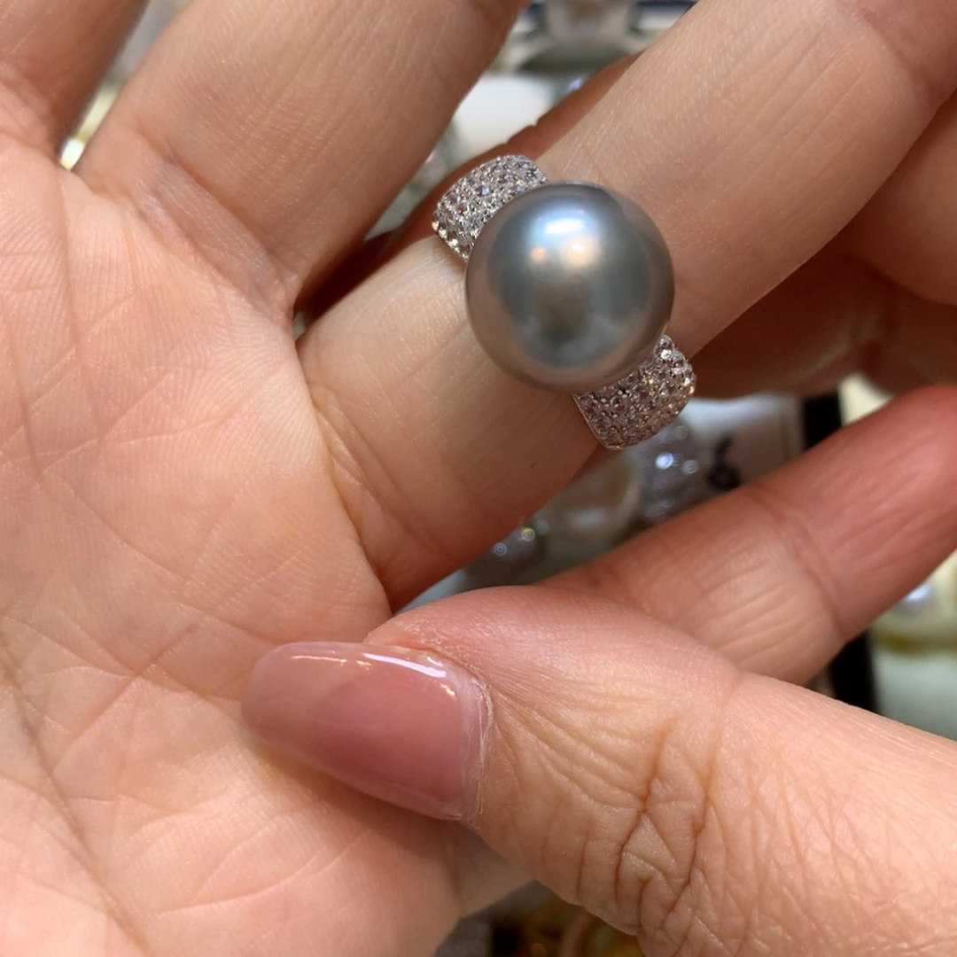 海水珍珠戒指银S925镶嵌