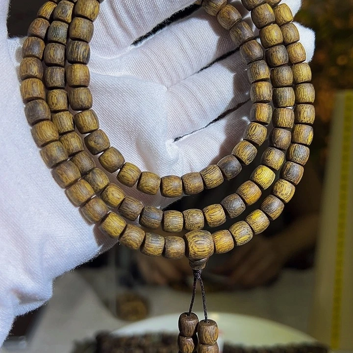 手串沉香T***r陈化老料鼓珠多圈白棋23