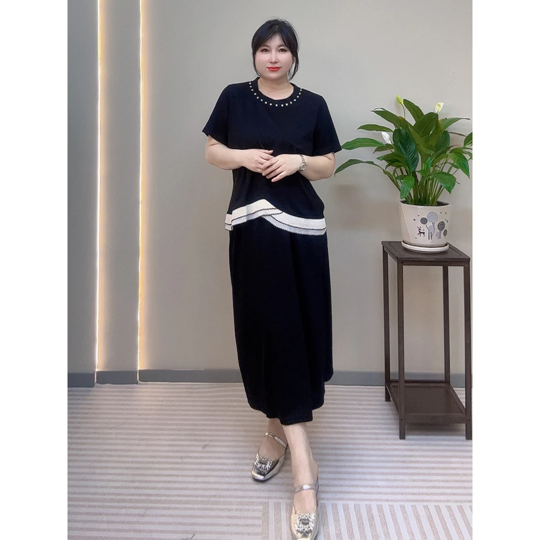 【胡小肥】33大码两件套装8779显瘦气质时尚夏季新款简百搭遮肉高级