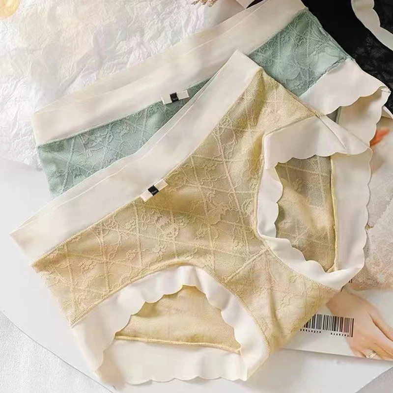 棉中腰三角女士内裤蕾丝性感透气日系少女大码学生低腰短裤头
