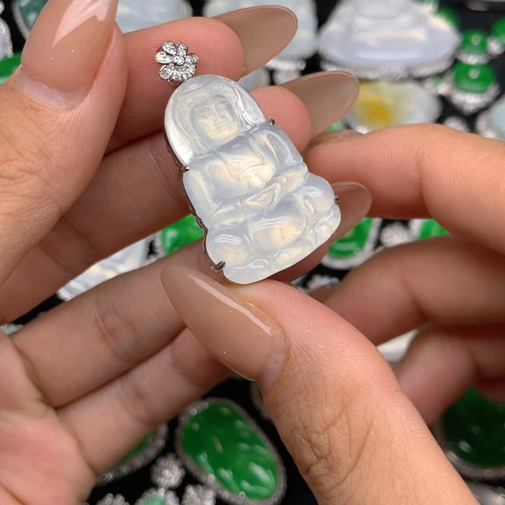 翡翠18K金镶嵌吊坠(不含链)