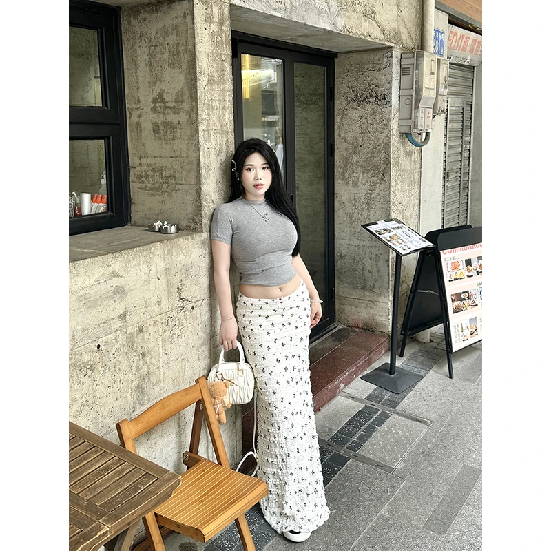 醉月衫【梦境蝴蝶】微胖mm法式碎花显瘦半身裙夏季高腰a字包臀长裙