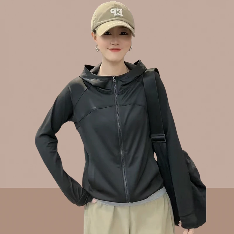 显瘦连帽防晒衣女士2025夏季新款薄款透气大码休闲开衫外套防晒服