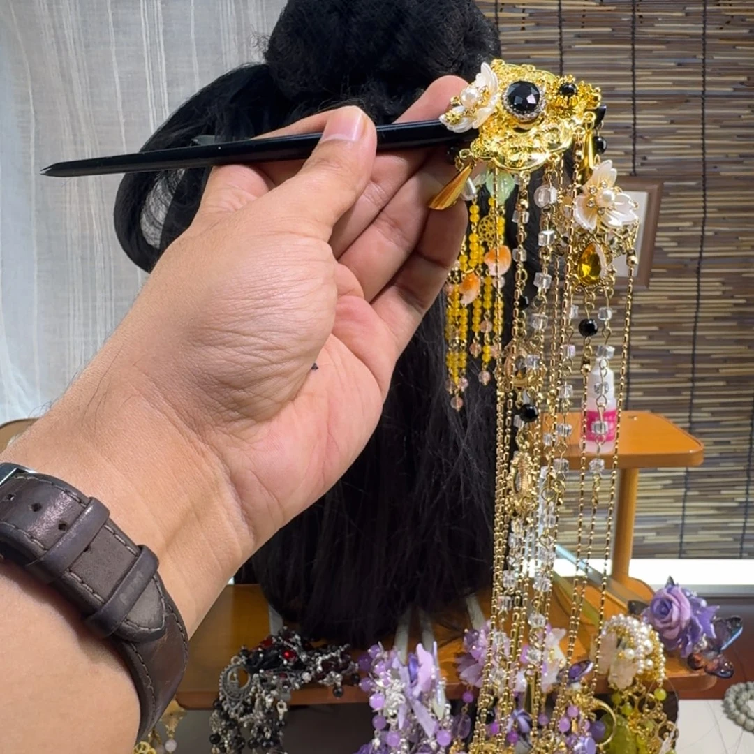 蛇纹石玉合金发饰