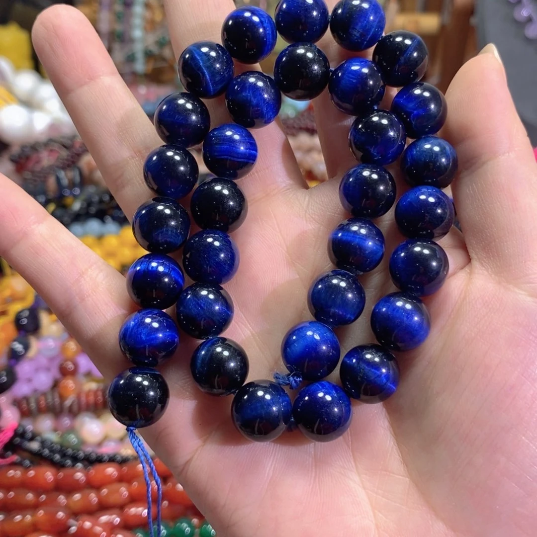 玛瑙/玉髓未镶嵌珠宝半成品蓝虎一条卡12mm