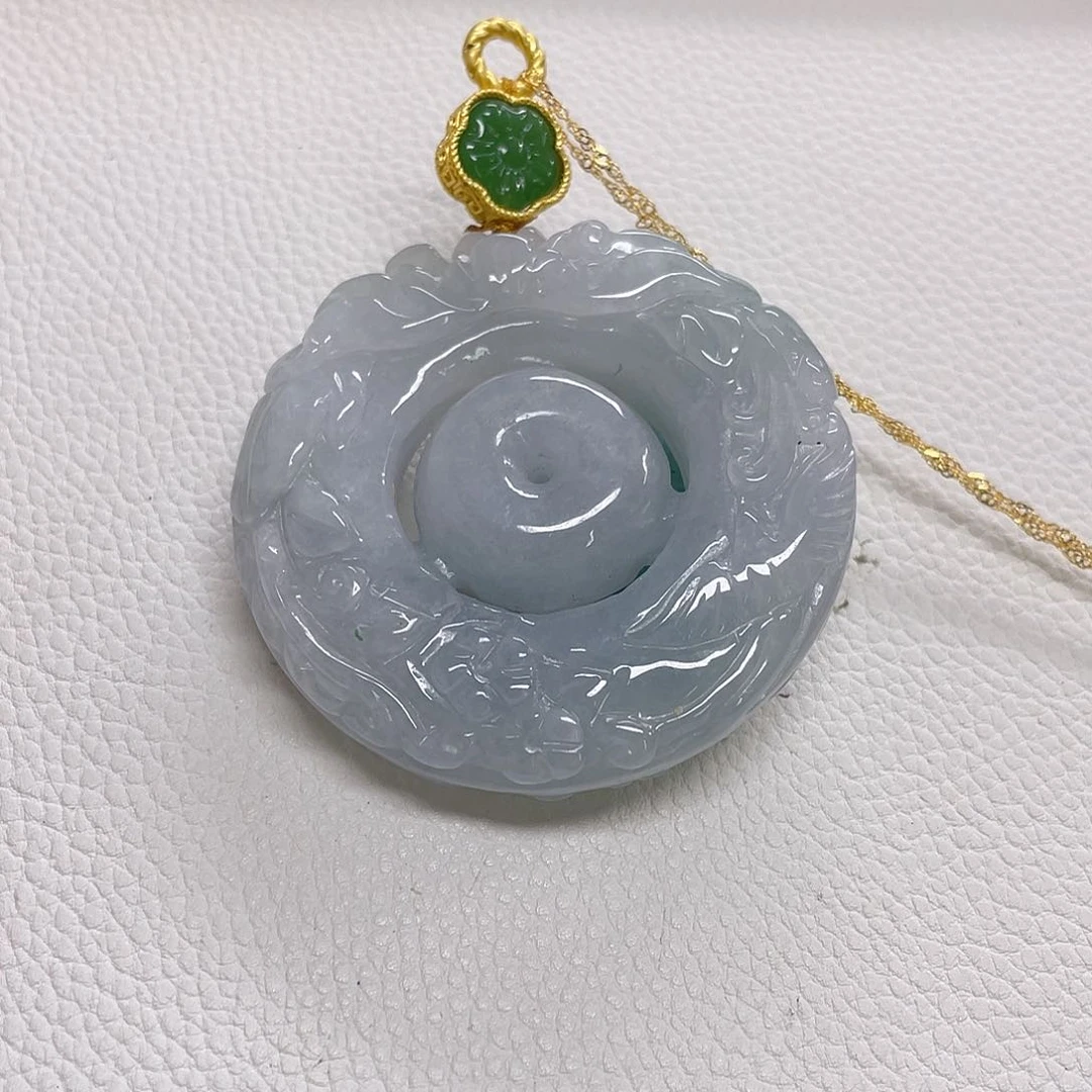 翡翠未镶嵌颈饰平安扣吊竺