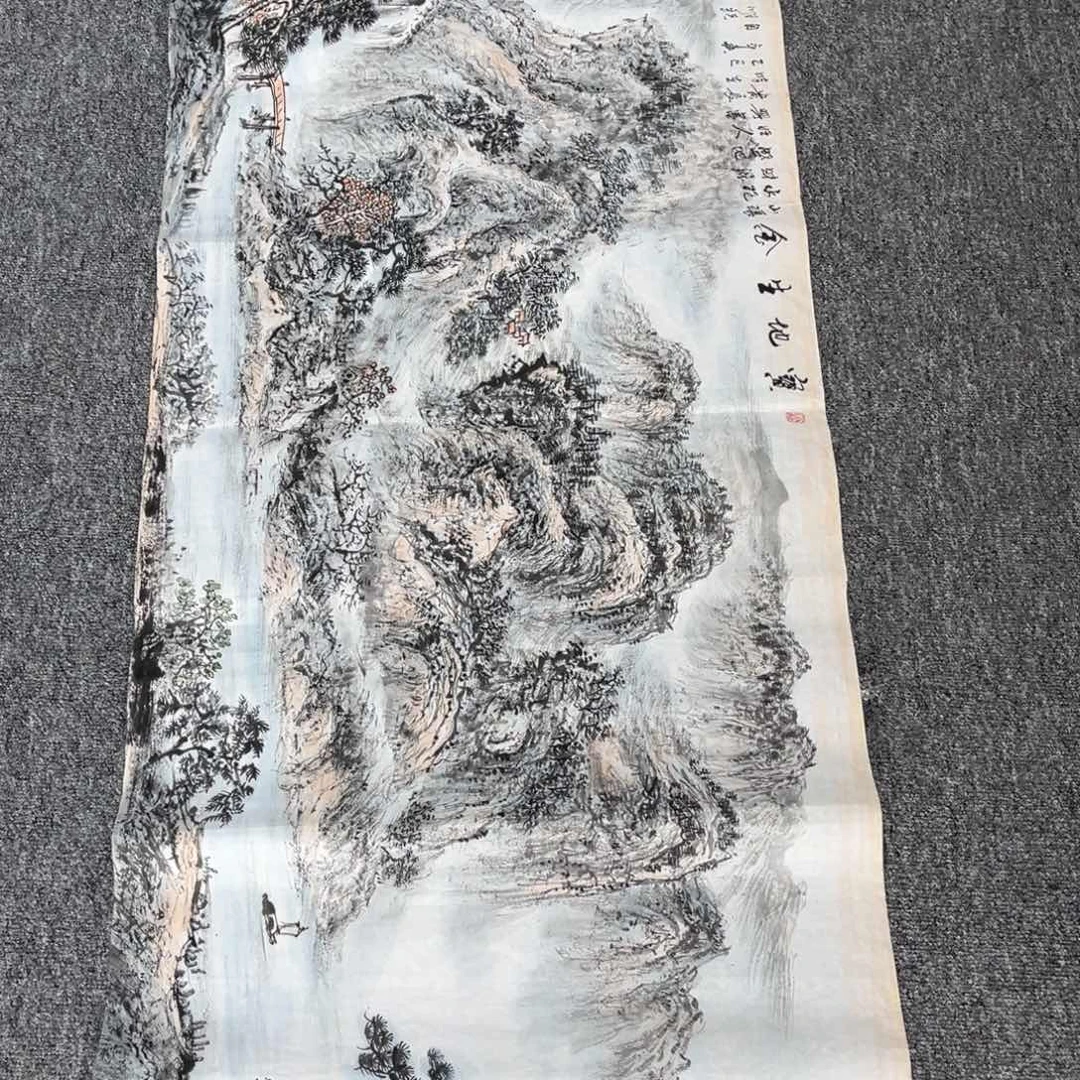 国画卖字画的小男孩