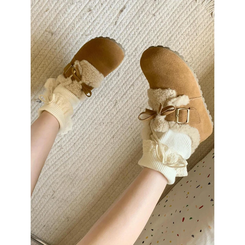 巨好看内增高厚底加绒全包勃肯鞋毛毛鞋2025新款冬可爱雪地靴棉鞋