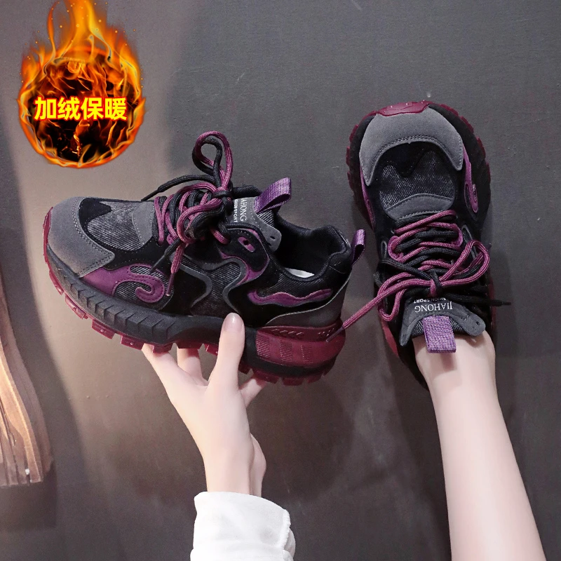 显脚小阿甘鞋女2025新款秋冬季加绒保暖防滑百搭二棉鞋休闲运动鞋