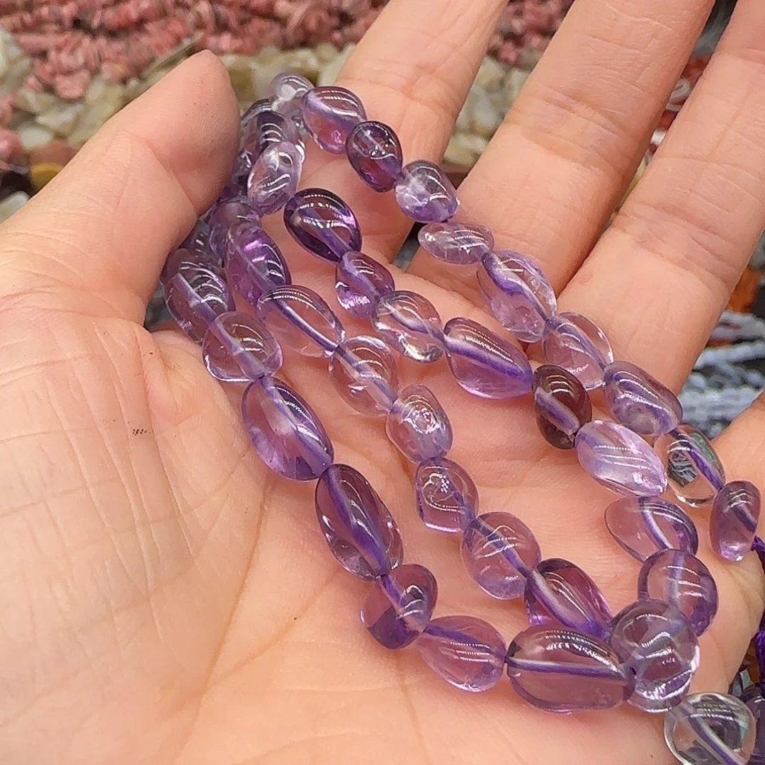 玛瑙/玉髓合金珠宝半成品紫水晶6-8mm一条