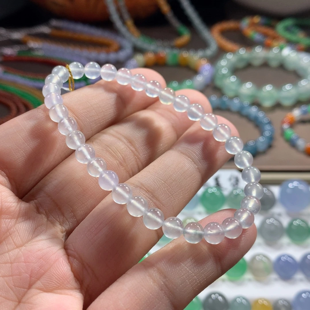 翡翠未镶嵌手链高冰玻茅台白冰手串 卡5.1