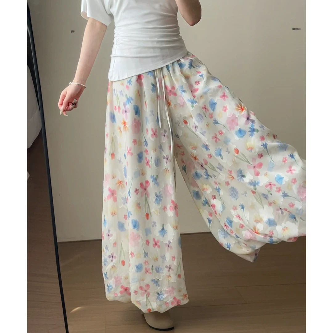 【高品质送运补】画报花苞裙裤女夏百搭高腰温柔甜美休闲半身裙裤