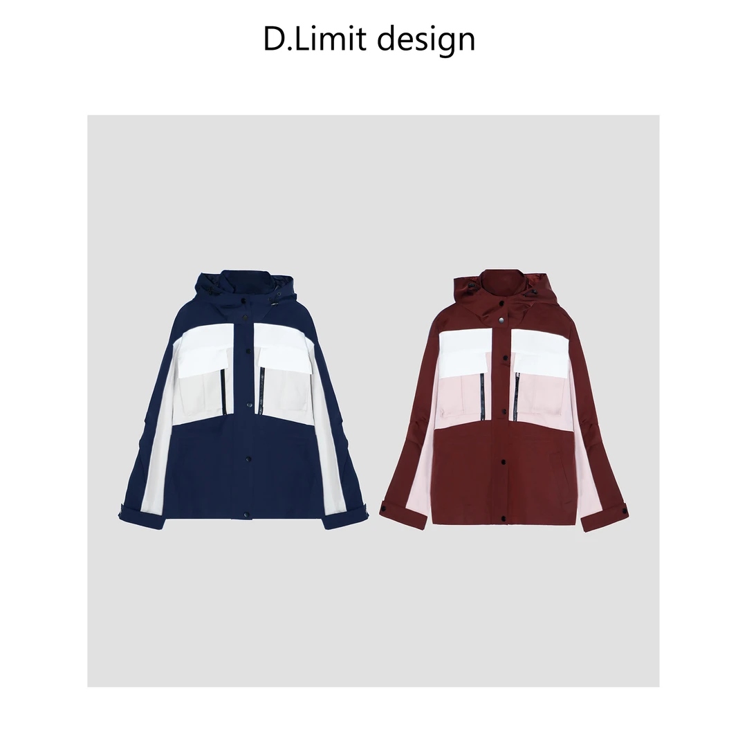 【D.Limit design】拼色连帽大口袋冲锋衣外套DLCK1976