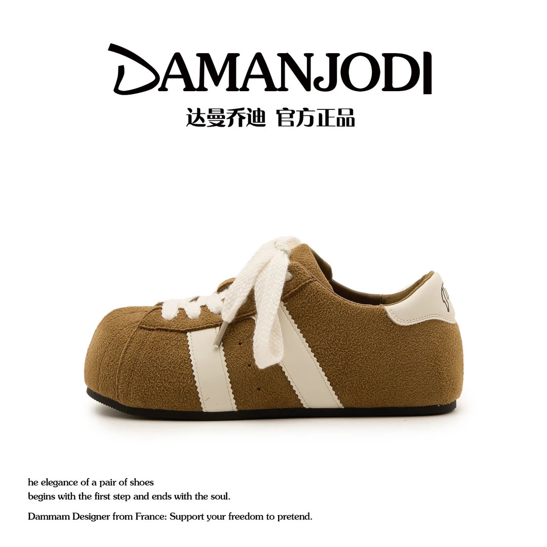 达曼乔迪真皮卡皮巴拉丑萌阿甘德训板鞋牛皮磨砂内增高休闲鞋女鞋