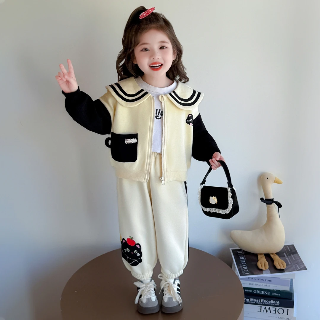女童秋装套装2025新款时尚洋气儿童开衫卫衣卫裤女宝宝运动两件套