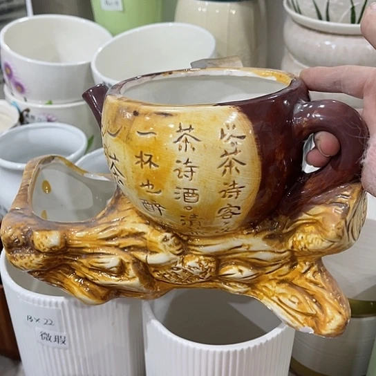 多肉绿植陶瓷花盆9.9包邮，有孔