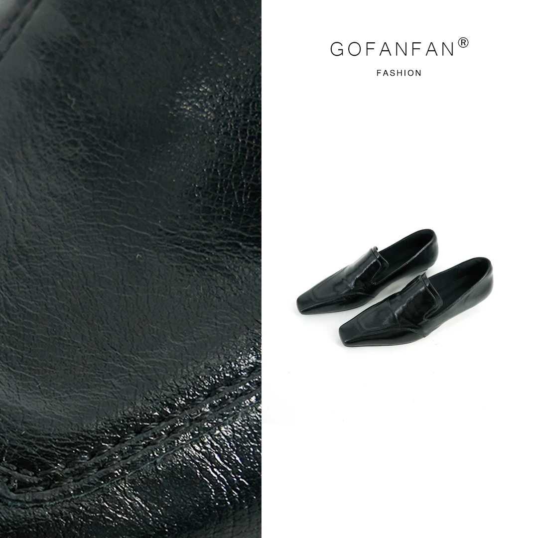 GFFSTUFIO【鲨鱼鞋】复古方头低跟财阀千金穆勒鞋一脚蹬单鞋