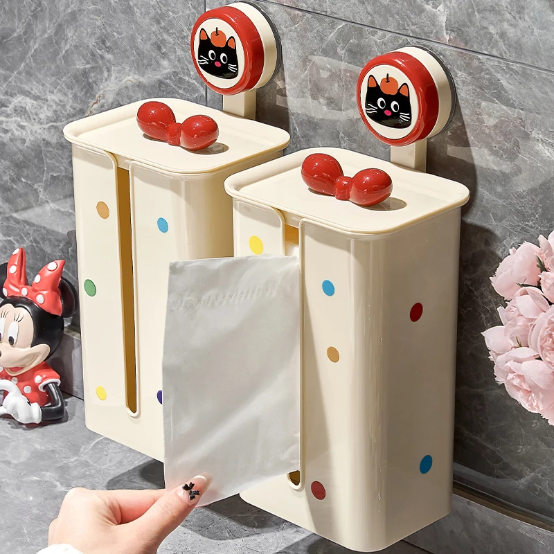 吸盘卫生间厕纸盒洗脸巾收纳盒壁挂式2025新款厕所浴室防水抽纸盒