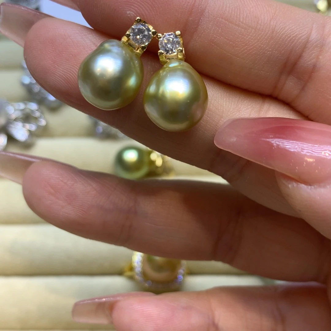 银S925镶嵌耳饰海水珍珠