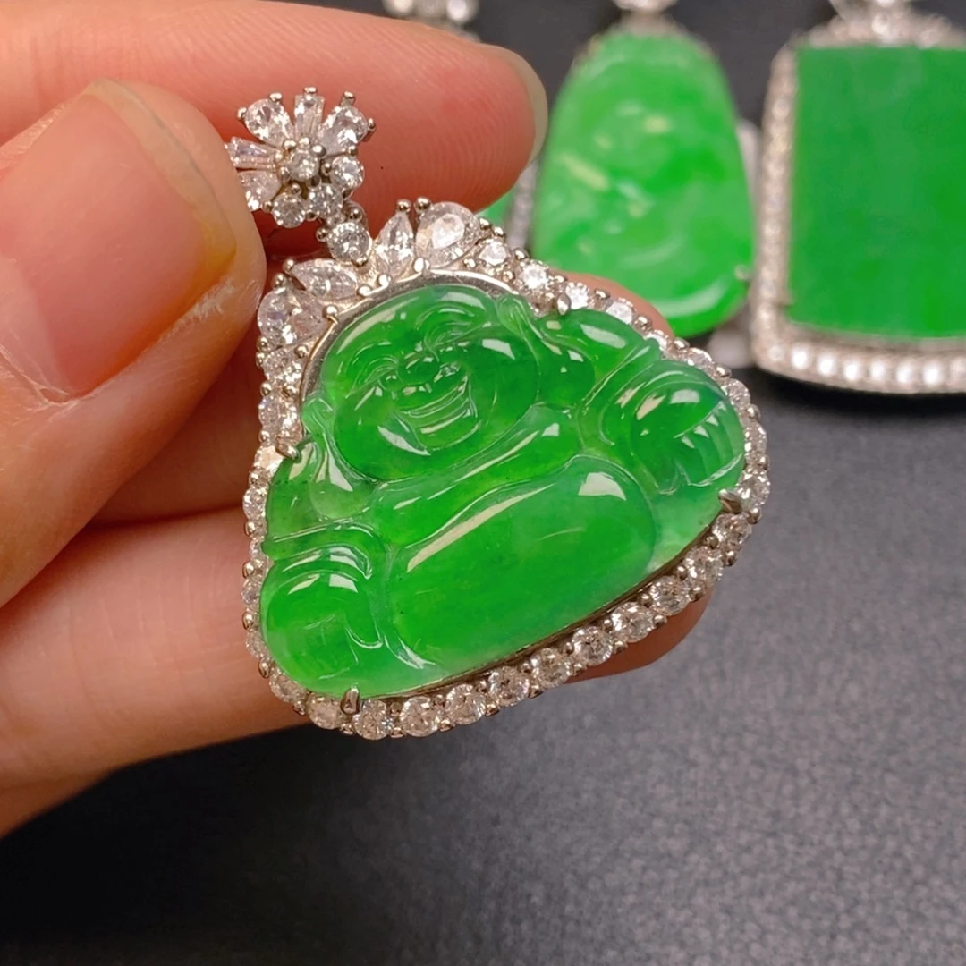 翡翠银S925镶嵌吊坠(不含链)