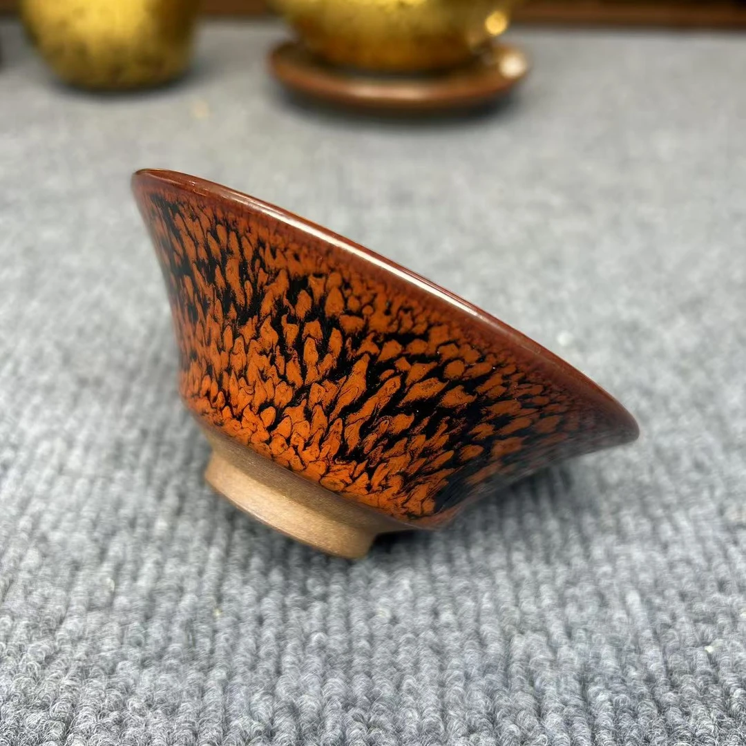 建盏红鹧鸪撇口斗笠主人杯