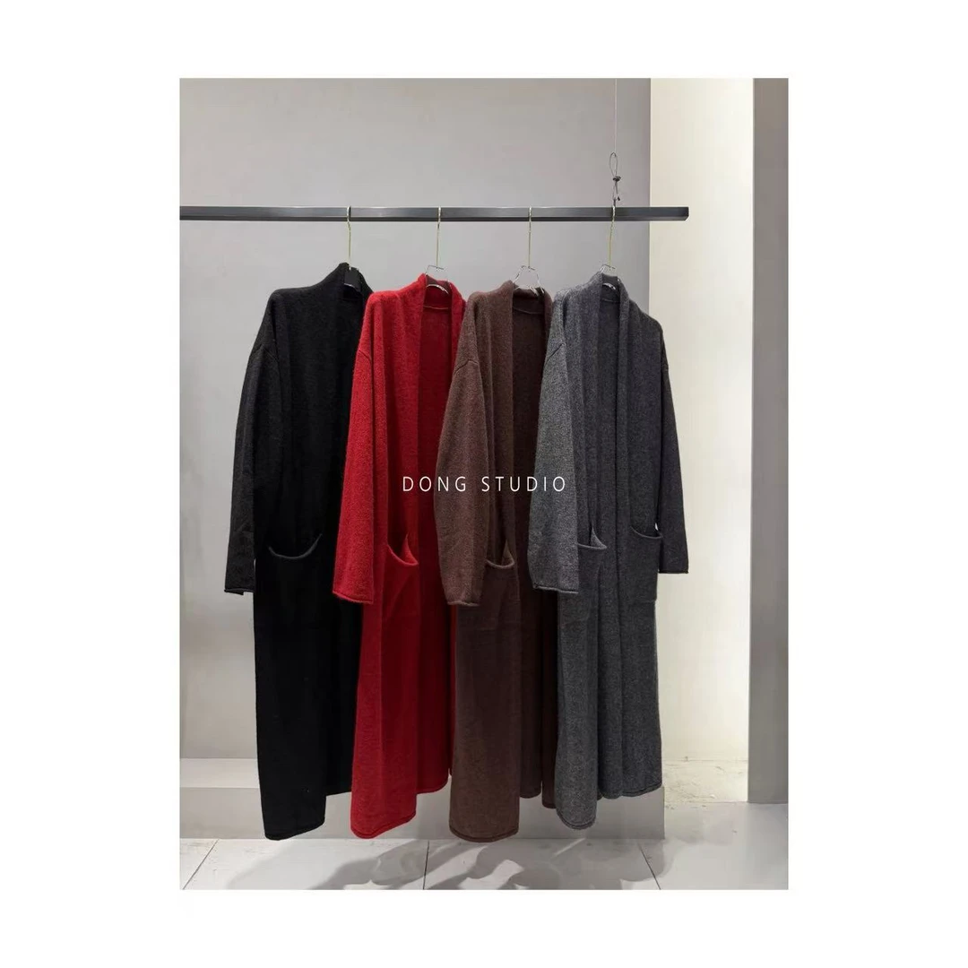 慵懒感牦牛毛绒风衣大女主针织外套I7390