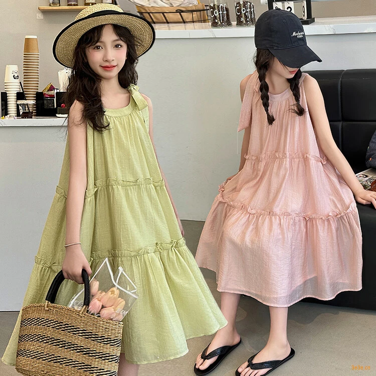 夏季新款女童显瘦连衣裙洋气宽松潮流大童童装裙子zb5707简约童品