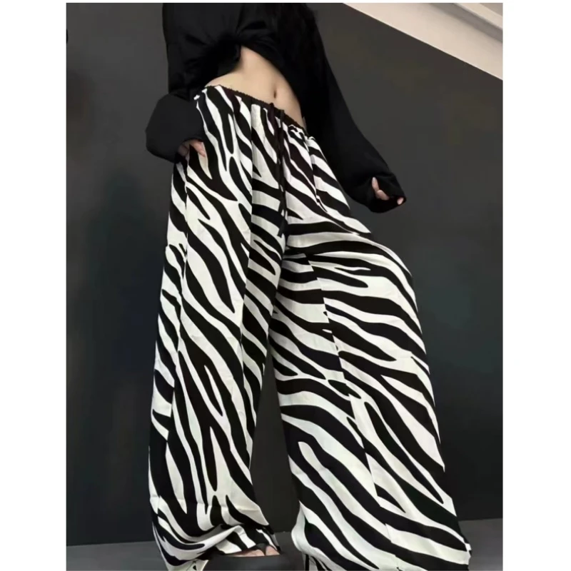 【安利好物】小众设计感斑马纹阔腿裤女宽松休闲百搭拖地裤W5532