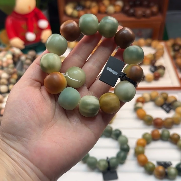 菩提根/象牙果手串卡19桶珠干磨全品